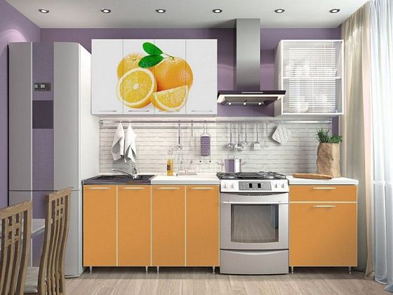 Кухня "Фотофасад Апельсин" 1,8 м - Цвет: Фотопечать Апельсин/Оранж