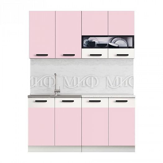 Кухня "Рио" 1,6 м ЛДСП - Цвет: Розовый (Лаванда)/Бежевый (Рио)