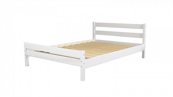 Кровать двойная "В-1" 1600 (массив березы) - Белый