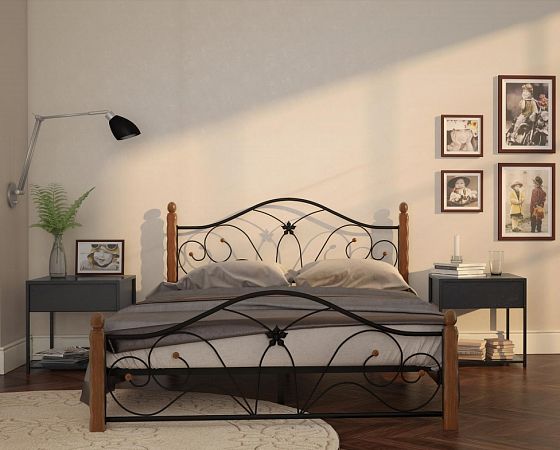 Кровать "Селена 1" Черный/Темный Махагон 900 мм - Кровать Селена-1, цвет: Черный/Темный Махагон
