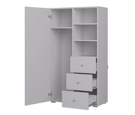 Шкаф с 3 ящиками "ДМ" 800 малый - В раскрытом виде, цвет: Белый