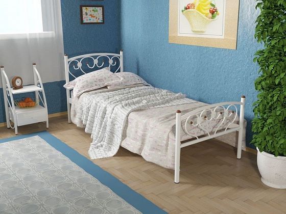 Кровать "Ева Plus" 800 мм (ламели) - В интерьере, цвет: Белый