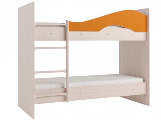 Двухъярусная кровать "Мая" Цвет: Млечный Дуб/Оранж