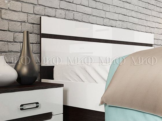 Модульная спальня "Ким" - Изголовье кровати Ким, цвет: Белый глянец/Дуб Венге