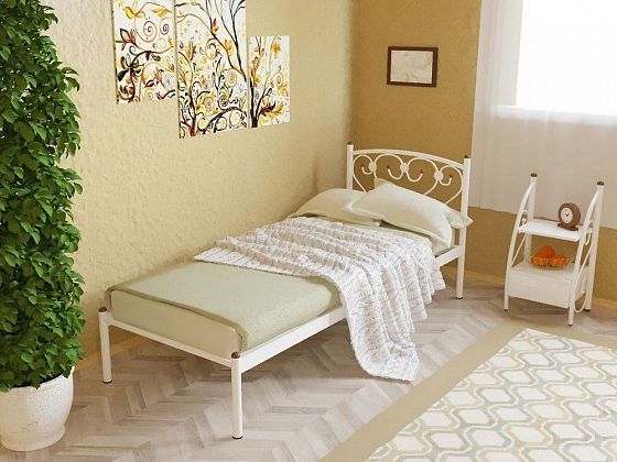 Кровать "Ева" 900 мм (ламели) - В интерьере, цвет: Белый