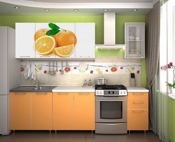 Кухня "Фотофасад Апельсин" 2,0 м - Цвет: Фотопечать Апельсин/Оранж