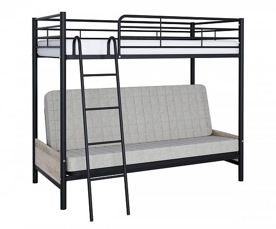 Кровать двухъярусная с диваном "Мадлен-2" (Бежевый велюр) - Цвет: Черный
