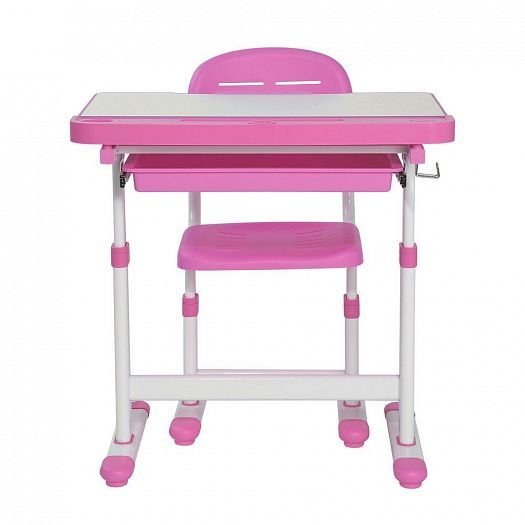 Комплект с партой и стулом "Cantare" - Вид прямо, цвет: Розовый
