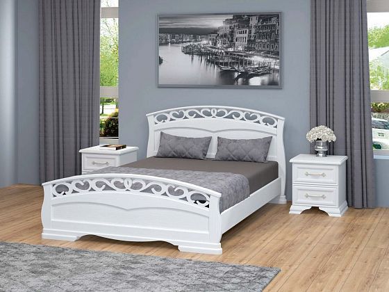 Кровать "Грация-1" 1200 мм (ламели) - Кровать "Грация-1" 1200 мм (ламели), Цвет: Белый античный