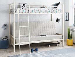 Кровать двухъярусная с диваном "Мадлен-2" (Бежевый велюр)